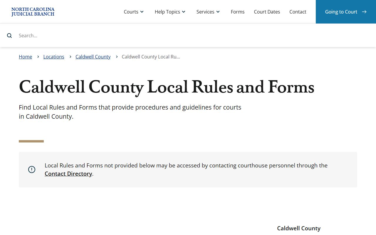 Caldwell County court dockets local rules and forms
