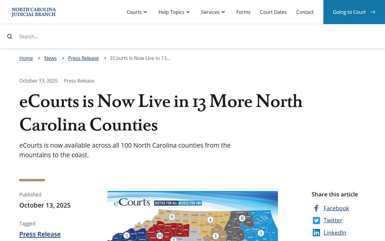 Caldwell County court records eCourts launch announcement
