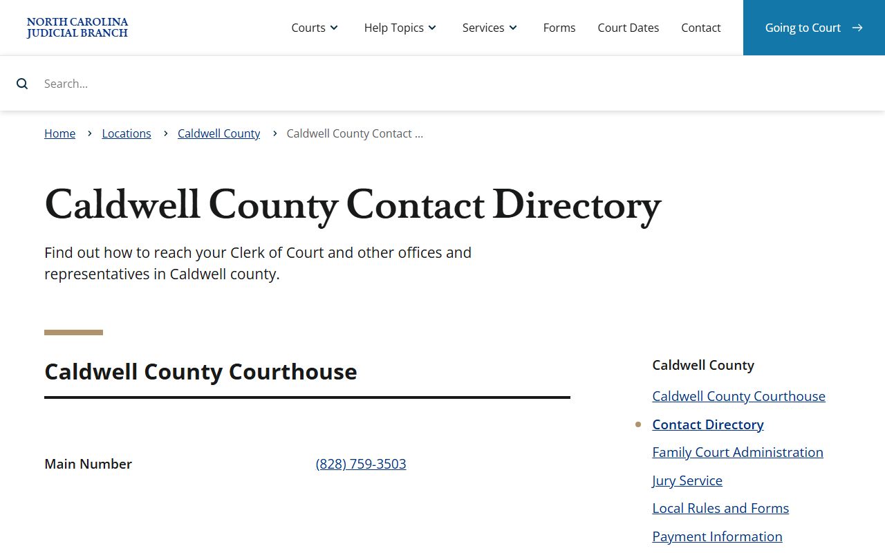 Caldwell County court records contact directory
