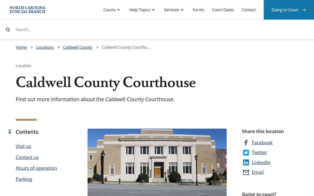 Caldwell County court records courthouse address and hours