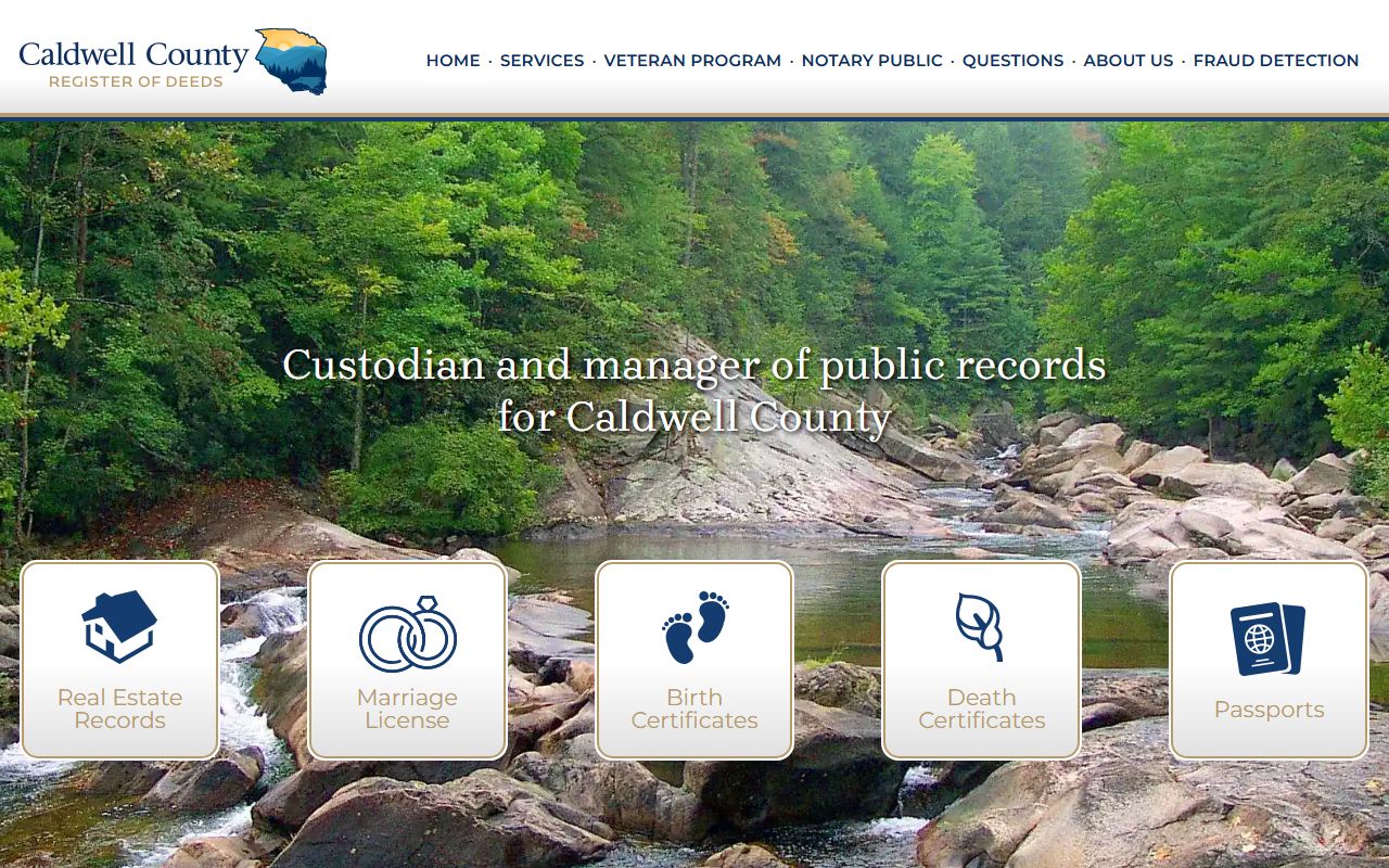 Caldwell County marriage records Register of Deeds home