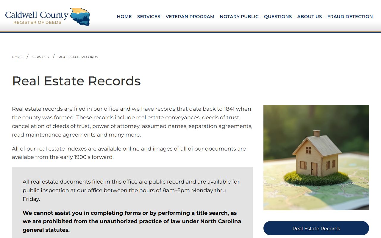 Caldwell County marriage records Register of Deeds record search context