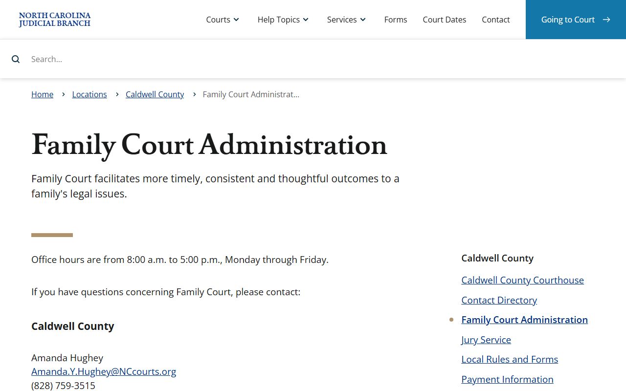 Caldwell County probate records family court administration context