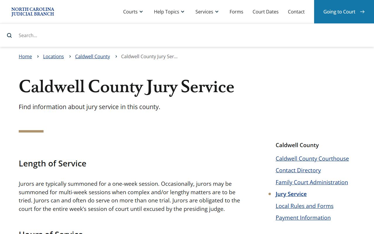 Caldwell County traffic court records courthouse jury service information