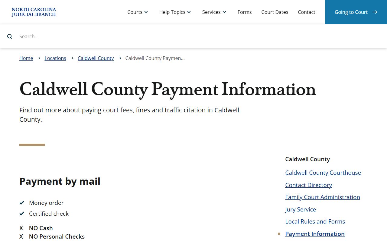 Caldwell County traffic court records payment information