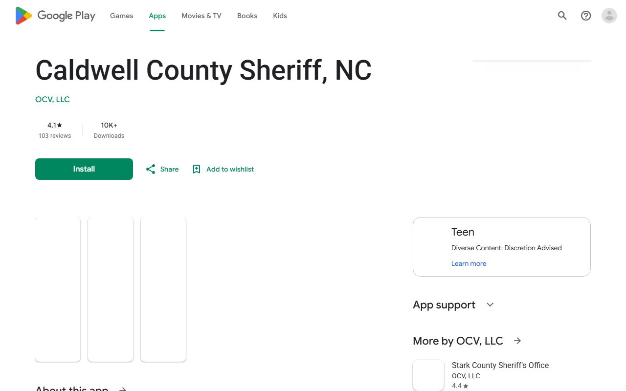 Caldwell County warrant records Android sheriff app listing